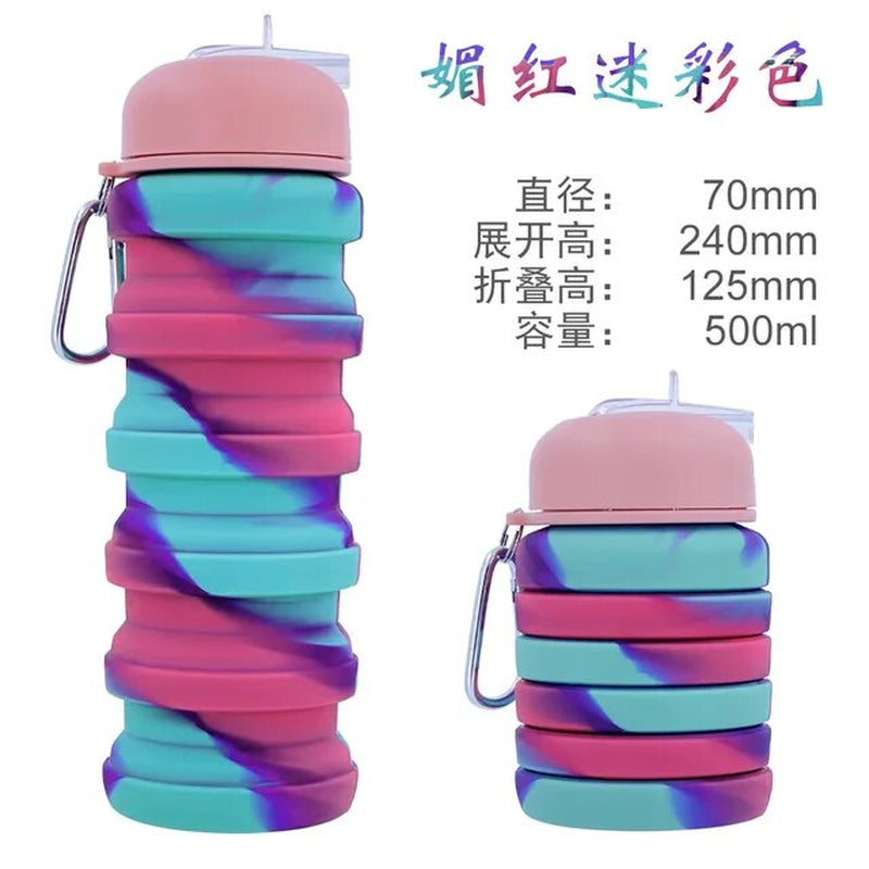 New Portable Silicone Water Bottle Retractable Folding Coffee Bottle Cups E Outdoor Travel Tools Collapsible Sport Bottles