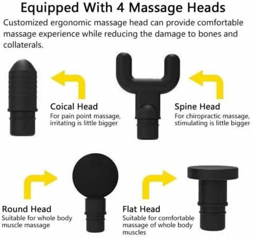 Portable Massage Gun with 4 Massage Heads